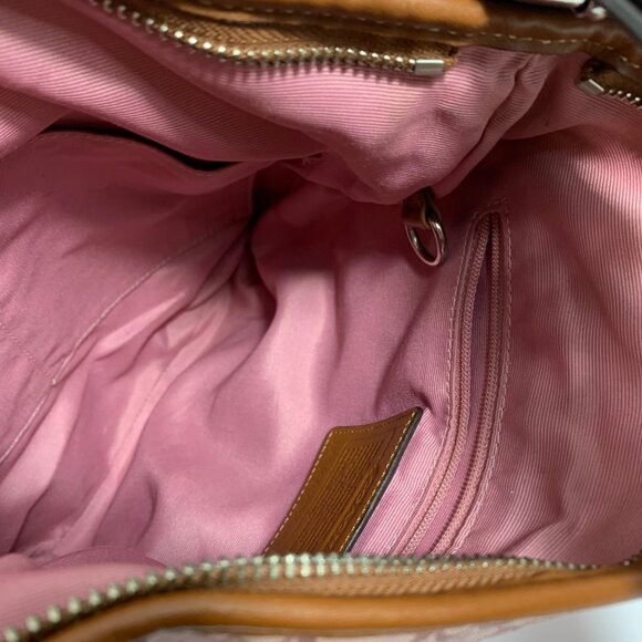 COACH F10944 Signature Logo Jacquard Suede Pink Shoulder Crossbody Bag + Tag - Picture 8 of 13